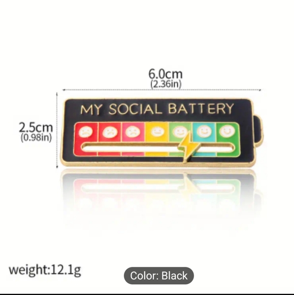 NEW Social Battery Functional Sliding Enamel Pin - Picture 2 of 4